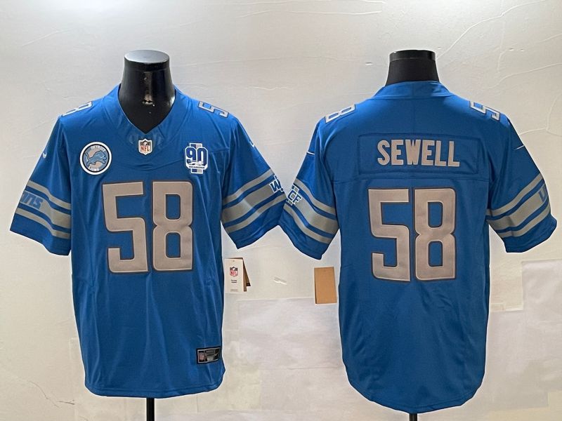 Men Detroit Lions #58 Sewell Blue three generations 2024 Nike Limited NFL Jersey style 01023->detroit lions->NFL Jersey
